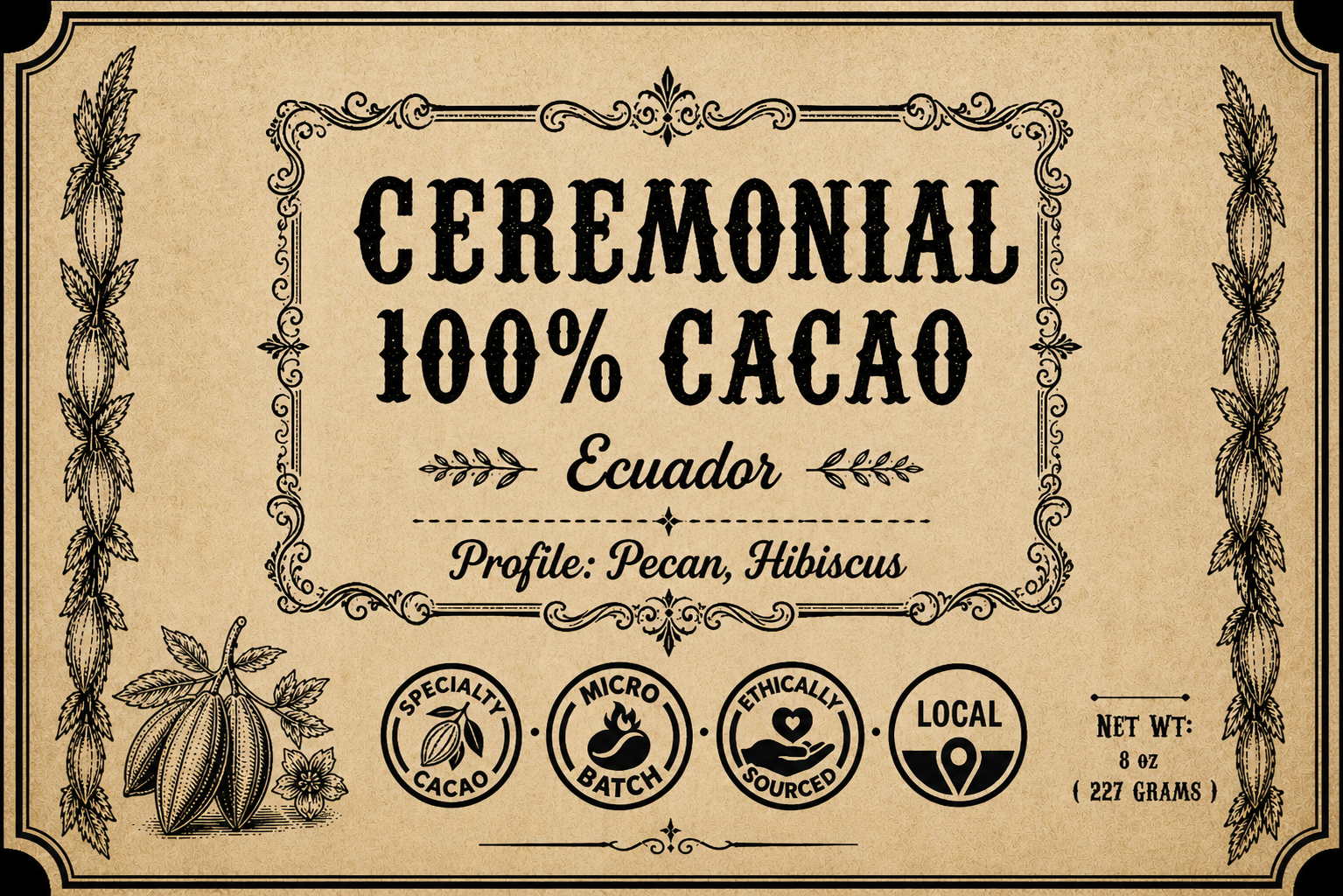 Ceremonial Cacao Equador 100% – Craftsman Cliff Roasters